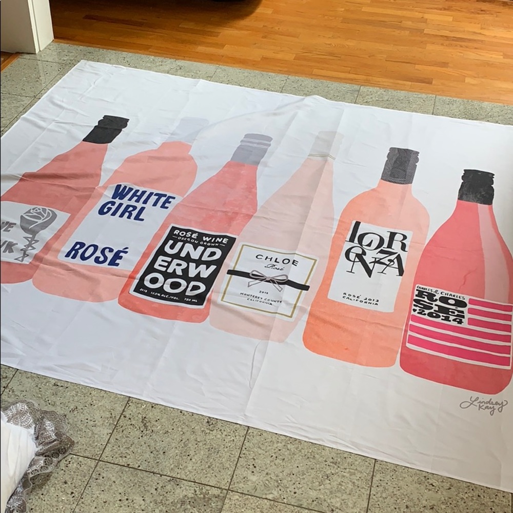 Society6 Rosé Bottle Print Beach Towel - Pink and Coral Palette